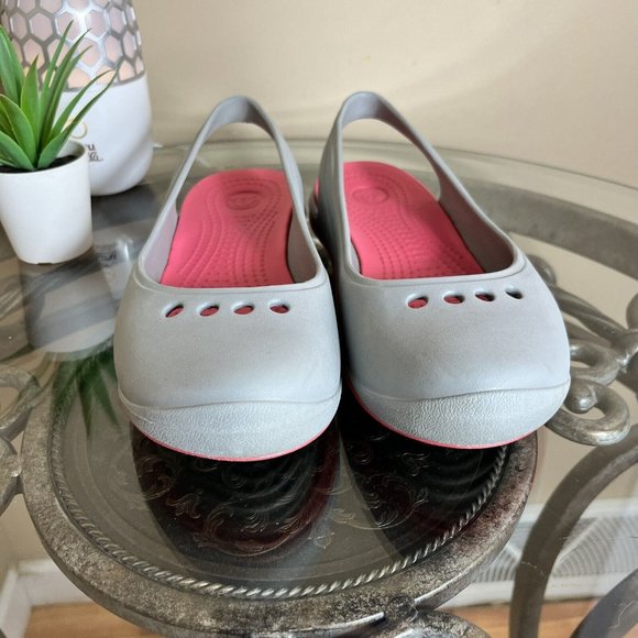 Crocs Skylar Tone Slingback Flat Slip‎ On Shoes Women's Size 7 Gray Pink EUC! - Picture 2 of 8